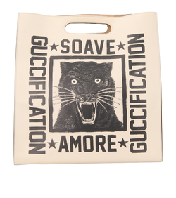Soave Amore Guccification Tote, Leather, Cream, 498879, DB, 2*